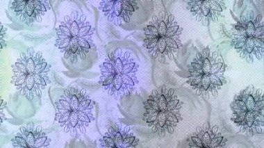 Renkli unsurlarla hareketli arka plan görüntüleri. Çiçekler. Eski model. Bayrak tarzı. Video kaydı. Şablon. Döngü. Kusursuz..