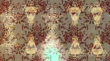 Renkli unsurlarla hareketli arka plan görüntüleri. Çiçekler. Eski model. Bayrak tarzı. Video kaydı. Şablon. Döngü. Kusursuz..