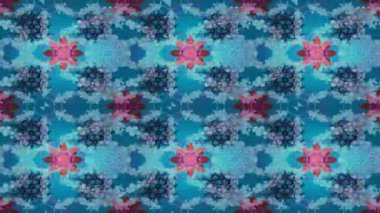 Renkli unsurlarla hareketli arka plan görüntüleri. Çiçekler. Eski model. Bayrak tarzı. Video kaydı. Şablon. Döngü. Kusursuz..