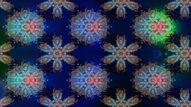 Çiçeksel fantezi tasarımı, parlak bir arka planda, kusursuz bir desen. Renkli Bahar Temalı Kusursuz Arkaplan. Düz Çiçek Elementleri Tasarımı.