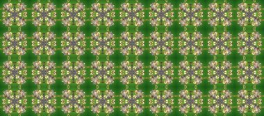 Raster altın desen. Kusursuz kıvırcık saçlar. Doğulu stili altın deseni altın elementli yeşil, gri ve bej renklerde arabesliyor..