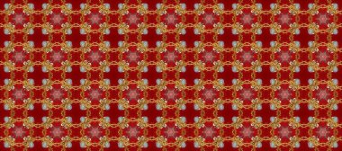 Kusursuz klasik raster altın desenli. Kırmızı, kahverengi ve bej renklerde altın elementlerle kusursuz desen. Geleneksel oryantasyon süsü. Klasik vintage arkaplan.