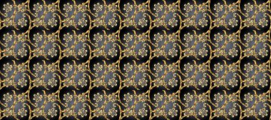 Gri, kahverengi ve bej renklerde altın. Raster illüstrasyonu. Kusursuz ortaçağ çiçek deseni. Doğum günü kartı, davetiye ya da afiş için iyidir. Dekoratif simetri arabesk.