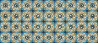 Raster altın pürüzsüz desen. Doğu tarzı arabesk tarzında altın elementler. Kusursuz altın desenli bukleler. Bej, mavi ve nötr renklerde pürüzsüz desen.