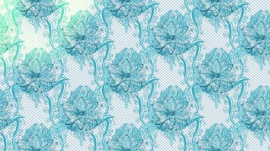 Sketch Floral Pattern in Raster illustration. Fancy fabric pattern. Colour Spring Theme sketch pattern Background. Flat Flower Elements Design.