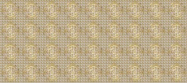 Altın elementli beyaz, kahverengi ve gri renklerde klasik, pürüzsüz desen. Raster illüstrasyonu.