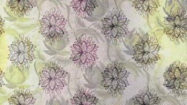 Renkli unsurlarla hareketli arka plan görüntüleri. Çiçekler. Eski model. Bayrak tarzı. Video kaydı. Şablon. Döngü. Kusursuz..