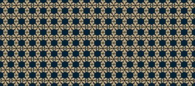 Damask pürüzsüz süsü. Klasik oryantal desen gri, kahverengi ve mavi renkler üzerinde. Geleneksel raster ve altın desen.