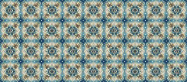 Barok tarzında altın çiçekli süs. Altın çiçekli, pürüzsüz desen. Damask arkaplanı. Mavi, nötr ve bej renklerde altın element.