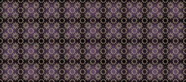 Raster illüstrasyonu. Altın desenli gri, kahverengi ve mor renklerde altın elementler. Tekrarlayan elementlerle soyut arkaplan oluşturun. Kusursuz, klasik altın desen..