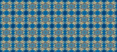 Doğum günü kartı, davetiye ya da afiş için iyidir. Raster illüstrasyonu. Kusursuz ortaçağ çiçek deseni. Altın maviye, gri ve bej renklere. Dekoratif simetri arabesk.