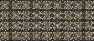 Lüks, kraliyet ve Viktorya dönemi konsepti. Süslü dekorasyon. Raster klasik barok çiçeksiz altın desenli. Altın desenli gri, kahverengi ve bej renklerde altın elementlerle.