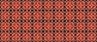 Kırmızı, bej ve kahverengi renklerde altın element. Kırmızı, bej ve kahverengi yerine altın rengi, klasik barok çiçeksiz desenler. Süslü raster dekorasyonu. Lüks, kraliyet ve Viktorya dönemi konsepti.