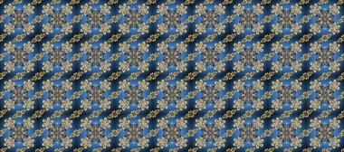 Gri, mavi ve bej renklerde altın tekrarlayan elementlerle soyut arkaplan. Kusursuz oryantal klasik altın desen.