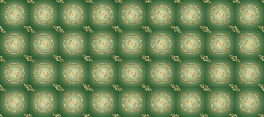 Tarafsız ve altın elementli yeşil renklerde kusursuz klasik desen. Noel, kar tanesi, yeni yıl. Tarafsız ve altın elementli yeşil renklerde altın pürüzsüz desen.