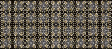 Altın desenli gri, kahverengi ve bej renklerde altın elementler. Raster oryantal süs. Kusursuz altın desen.