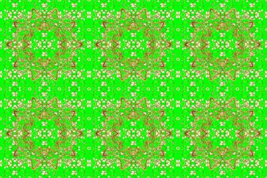 Damask kusursuz yinelenen arkaplan. Doku arka planında altın duvar kâğıdı. Tarafsız, yeşil ve bej renklerde altın element. Barok tarzında altın çiçekli süs..