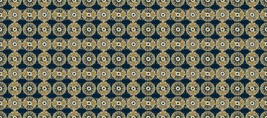 Kart, duvar kağıdı, ambalaj ve tekstil için klasik tasarım. Klasik çiçek dokusu. Çizim. Kusursuz desenli altın elementler. Altın şablon. Mavi, bej ve kahverengi renklerin kraliyet retro 'su.