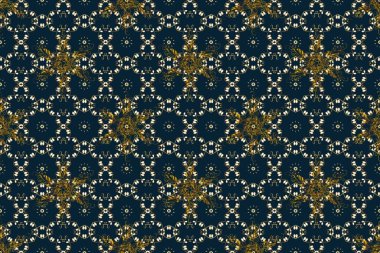 Raster altın pürüzsüz desen. Arkaplan, kumaş, altın duvar kağıdı. Düz elle çizilmiş klasik koleksiyon. Altın desenli mavi, gri ve kahverengi altın elementli.