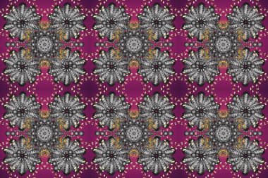 Gri, mor ve kahverengi renklerde altın desenli altın elementler. Lüks, kraliyet ve Viktorya dönemi konsepti. Süslü dekorasyon. Raster klasik barok çiçeksiz altın desenli..