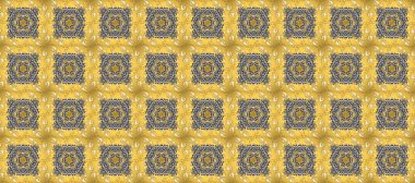 Çiçekli süslemeli, pürüzsüz bir desen. Doğu tarzında klasik tasarım öğesi. Geleneksel Arap dekoru sarı, gri ve bej renklerinde. Duvar kâğıdı için altın süslü bir illüstrasyon. Dantelli iz sürücü