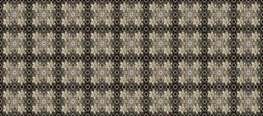 Senin tasarımın için, duvar kağıdı. Raster geometrik arka plan. Altın desenli gri, bej ve kahverengi renklerde altın çiçekli elementler. Altın rengi kusursuz illüstrasyon.