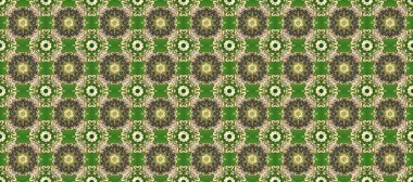 Raster illüstrasyonu. Altın elementli yeşil, bej ve gri renklerde klasik, pürüzsüz desen.