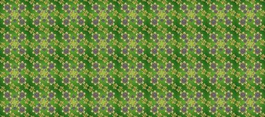 Klasik raster şablonu. Yeşil, gri, nötr ve altın desenli. Tekrarlayan ögelerle kusursuz soyut arkaplan.