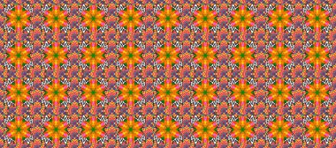 Çiçek deseni. Şatafatlı bahar bahçesi dokusu. Raster illüstrasyonu. Turuncu, sarı ve morumsu renklerde çiçeksiz. Turuncu, sarı ve mor renkli çiçekler..