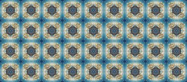 Mavi, gri ve altın elementli nötr renklerde kusursuz klasik desen. Noel, kar tanesi, yeni yıl 2019.