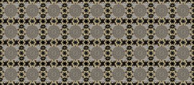 Duvar kâğıdı barok, İspanyol kumaşı. Kusursuz raster arka plan. Kusursuz çiçek deseni. Kahverengi, gri ve bej renklerde grafiksel, modern, pürüzsüz desen.