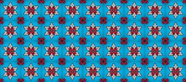 Restoran menüsü, broşür, tebrik kartı, broşür, kitap kapağı ve diğer dekorasyonlar için Raster İslami Şablonu. Mavi, kırmızı ve gri renklerde mandala ile süslenmiş kart.