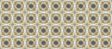 Raster altın desen. Doğu tarzı arabesk. Kusursuz altın desenli bukleler. Gri, bej ve altın elementli nötr renkler. Raster illüstrasyonu.