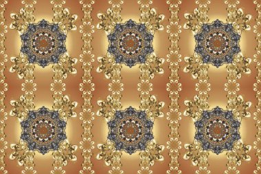 Geleneksel altın sarısı desenli bej, kahverengi ve gri renklerde altın elementler. Barok tarzında kusursuz bir doğulu süsü..