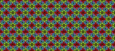 El çizimi çiçekli, soyut, pürüzsüz desen. Yeşil, mavi ve siyah renkte çiçekler. Raster illüstrasyonu.