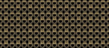 Tekrarlayan elementlerle soyut arkaplan oluşturun. Kusursuz damaske klasik altın desen. Kahverengi, siyah ve bej renklerde altın rengi ve altın elementler. Raster illüstrasyonu.