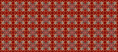 Altın elementlerle kırmızı, kahverengi ve gri renklerde kusursuz desen. Kusursuz altın desen. Raster doğulu süsü.