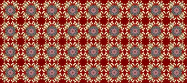 Davetiyeler, kartlar, web sayfası için Raster illüstrasyon. Doğu tarzı element. Kırmızı, bej ve kahverengi renklerde altın element. Altın desenli çiçek dekoru. Çizgi sanatı tasarım şablonu için sınırsız sınır.