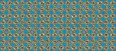 Süslü dekorasyon. Raster illüstrasyonu. Damask altın soyut çiçek mavi, kahverengi ve nötr renklerde kusursuz desen.