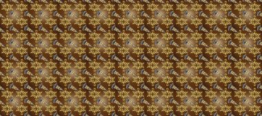 Raster illüstrasyonu. Kahverengi, nötr ve bej renklerde altın elementlerle klasik, pürüzsüz desen.