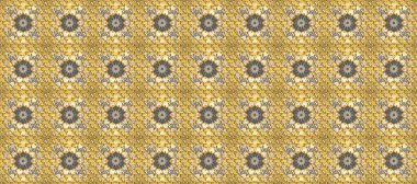 Klasik raster şablonu. Sarı, bej, kahverengi ve altın desenli. Tekrarlayan ögelerle kusursuz soyut arkaplan.