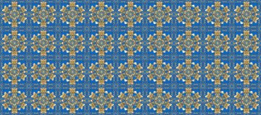 Raster altın desen. Doğulu stili, altın elementlerle kahverengi ve mavi renklerde altın desenli arabesk yapar. Kusursuz kıvırcık saçlar..