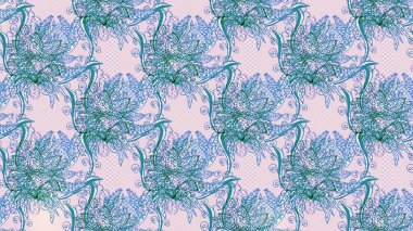 Küçük çiçekteki sevimli çiçek deseni. Tarafsız, mavi ve yeşil renklerde çiçekler. Raster illüstrasyonu.