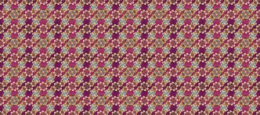 Raster illüstrasyonu. Kahverengi, bej ve mor renkli ve altın elementli klasik, pürüzsüz desen..