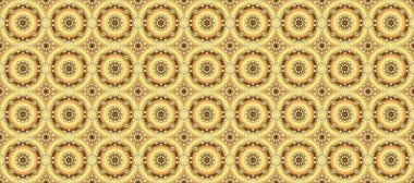 Premium logotype. İzole edilmiş çiçek logosu. Bej, sarı ve kahverengi renkte Raster renkli mandala şekli. Biyoloji, çevre şirketi veya kaplıca salonu için iş kimliği kavramı.