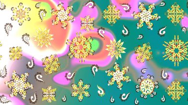 Christmas doodle pattern with snowflakes, raster background. Raster illustration. clipart