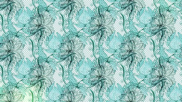 Sketch Floral Pattern in Raster illustration. Fancy fabric pattern. Colour Spring Theme sketch pattern Background. Flat Flower Elements Design.