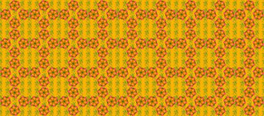 Raster illüstrasyonu. Tropik, dikişsiz çiçek deseni. Turuncu, yeşil ve sarı renkte çiçekler.