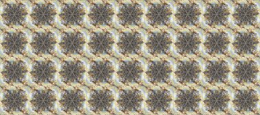 Kusursuz kraliyet lüksü, altın barok kumaş rengi. Altın antika ortaçağ dekoratifi, yaprakları ve bej, kahverengi ve gri renkte altın desenli süslemeleri olan pürüzsüz bir desen..