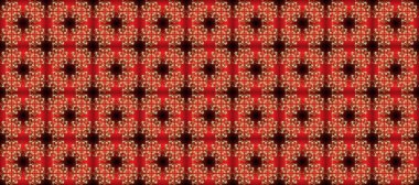 Damask arkaplanı. Barok tarzında altın çiçekli süs. Altın çiçekli, pürüzsüz desen. Kırmızı, kahverengi ve turuncu renklerde altın element.